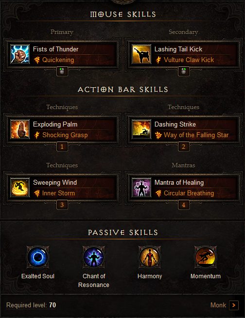 monk leveling build